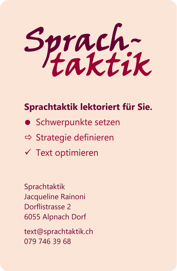 Sprachtaktik lektoriert für Sie - Jacqueline Rainoni